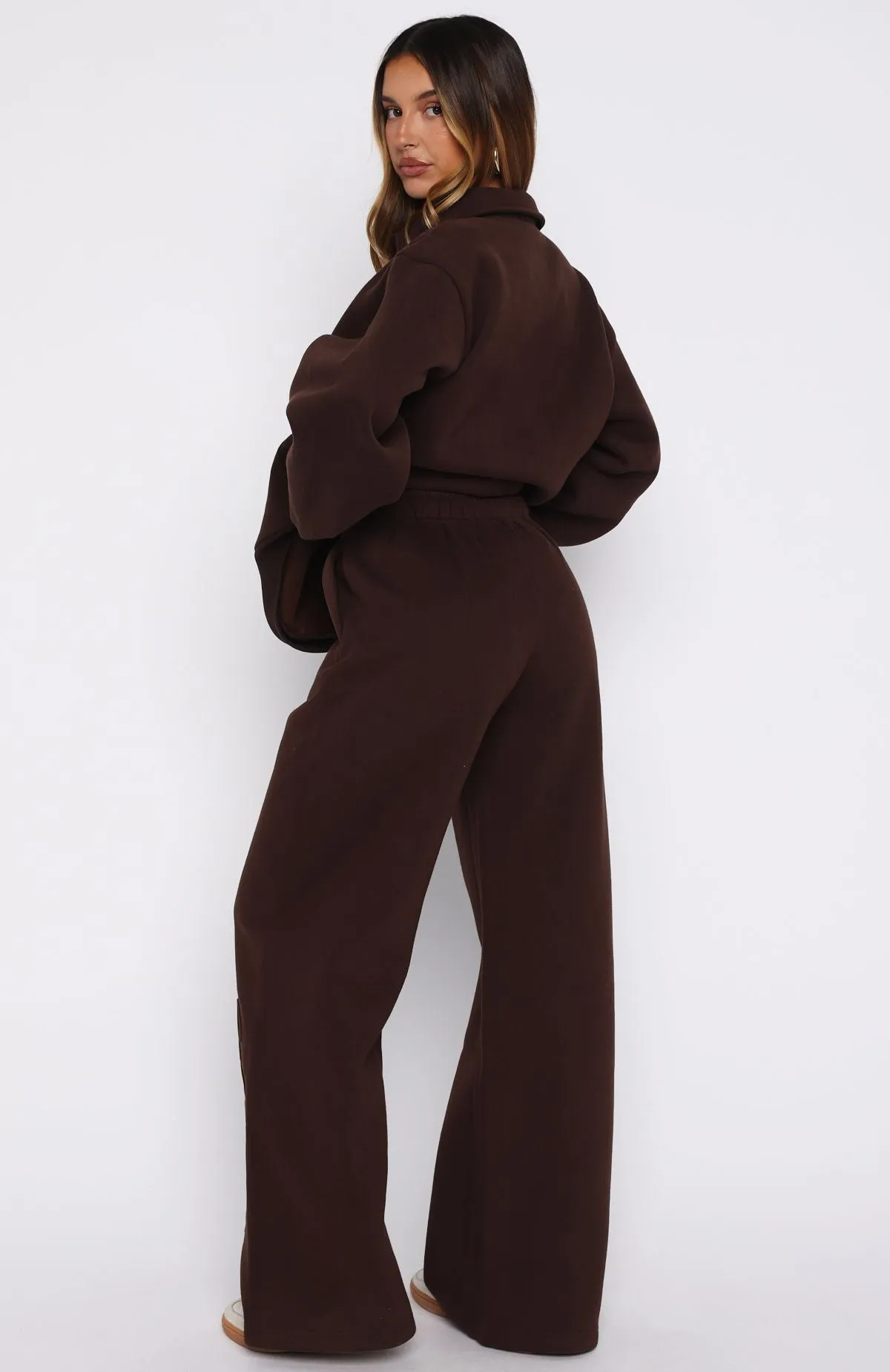Chill Moves Wide Leg Sweatpants Chocolate sold by White Fox Boutique product image thumbnail 4