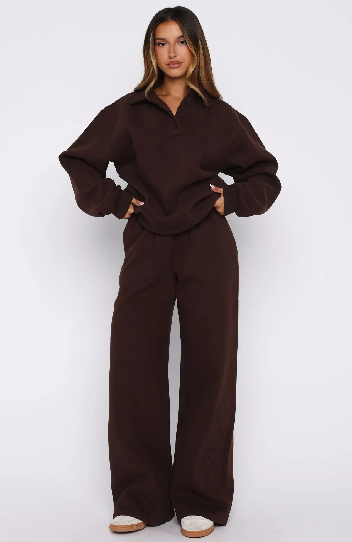 Chill Moves Wide Leg Sweatpants Chocolate sold by White Fox Boutique product image thumbnail 2