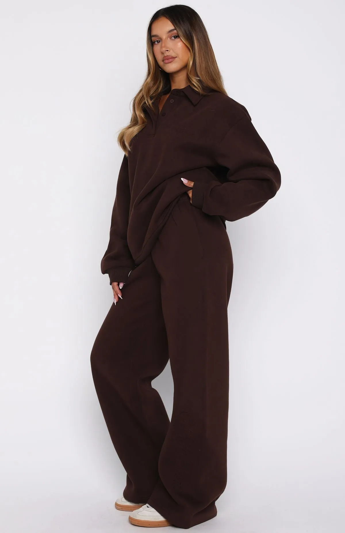 Chill Moves Wide Leg Sweatpants Chocolate sold by White Fox Boutique product image thumbnail 3