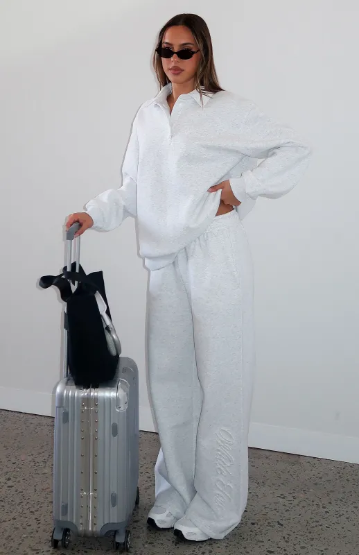 Chill Moves Wide Leg Sweatpants Grey Marle sold by White Fox Boutique