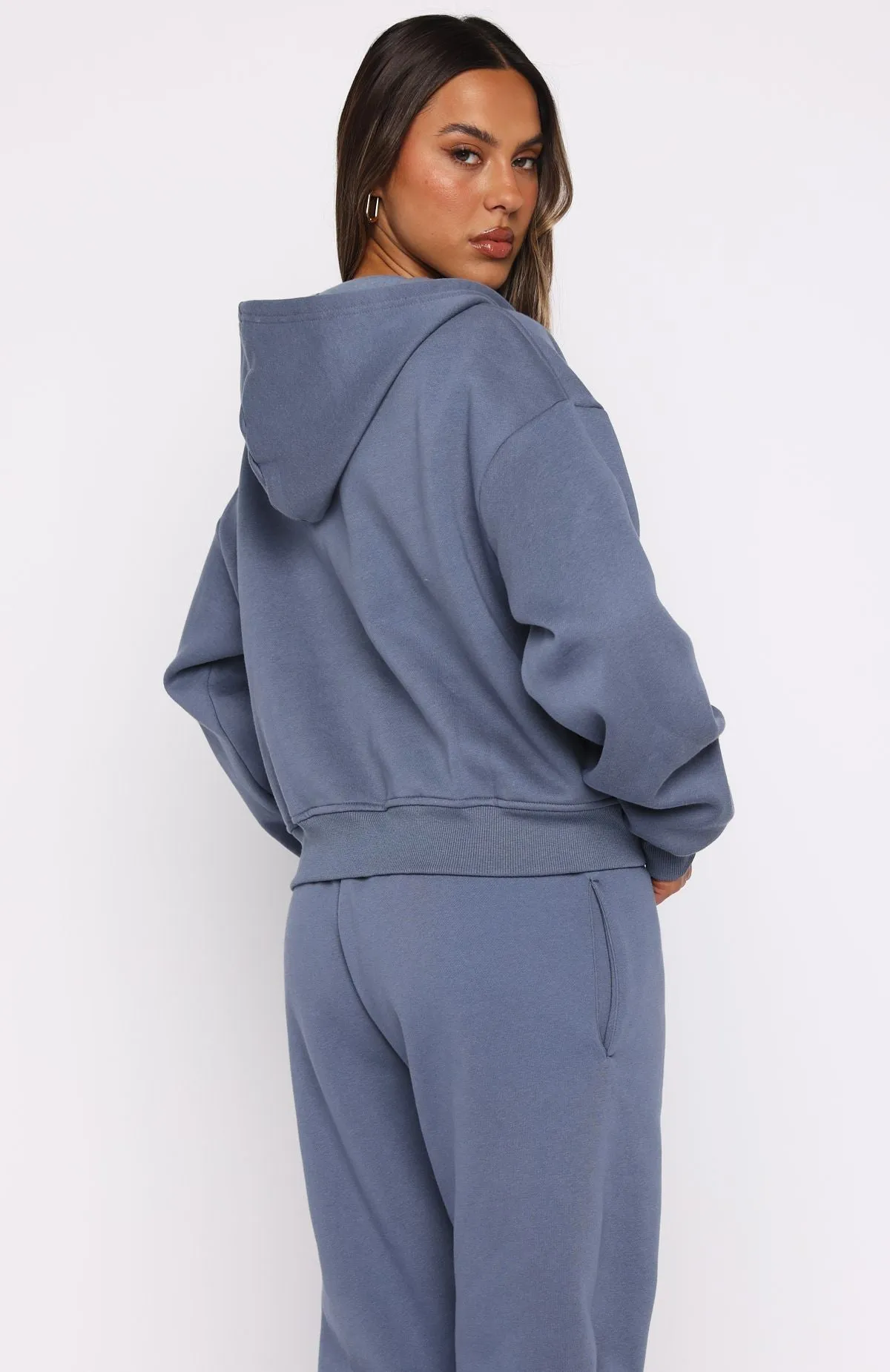 From The Archives Lexi Boxy Zip Front Hoodie Ocean sold by White Fox Boutique product image thumbnail 4