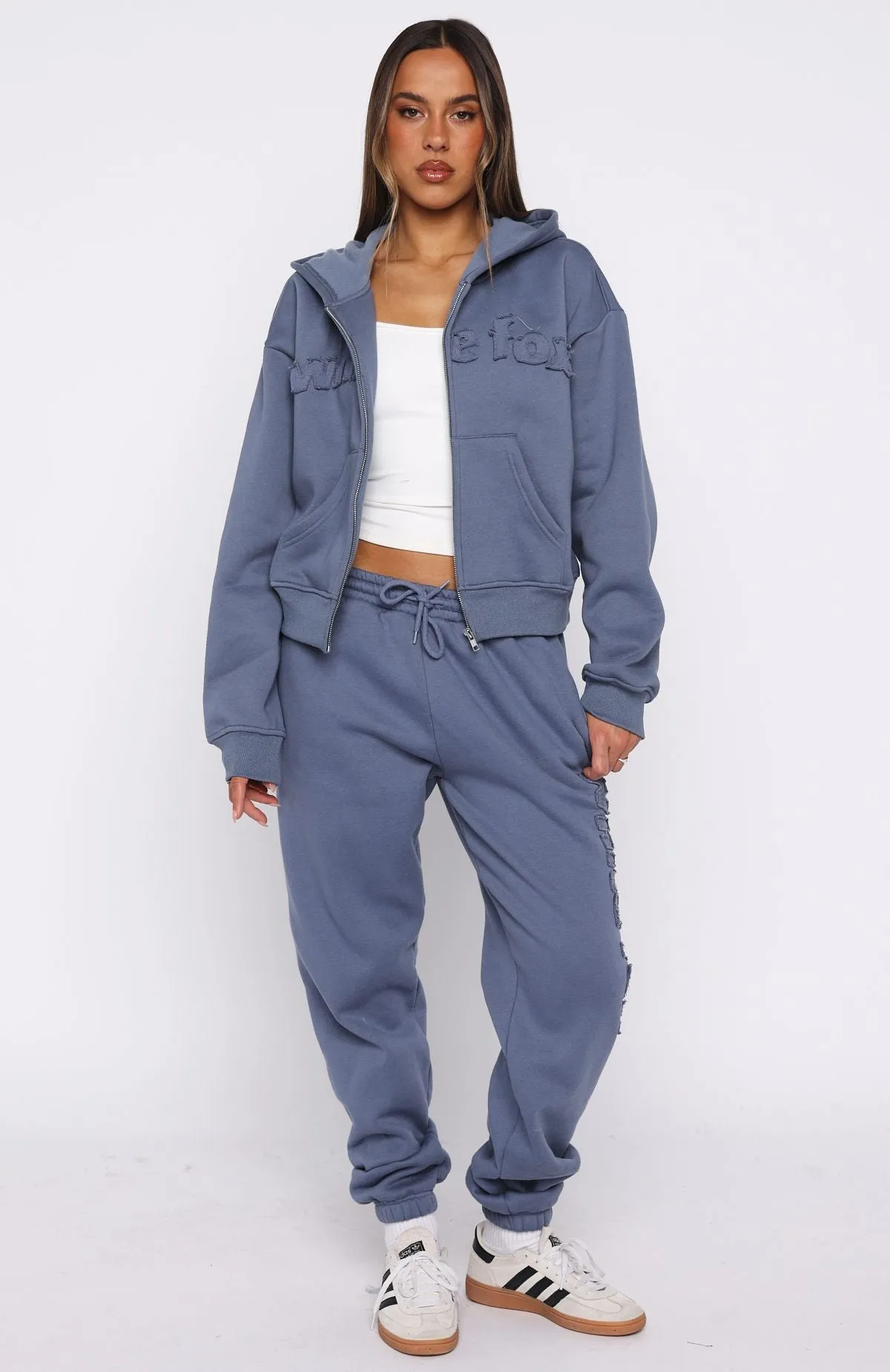 From The Archives Lexi Boxy Zip Front Hoodie Ocean sold by White Fox Boutique product image thumbnail 5