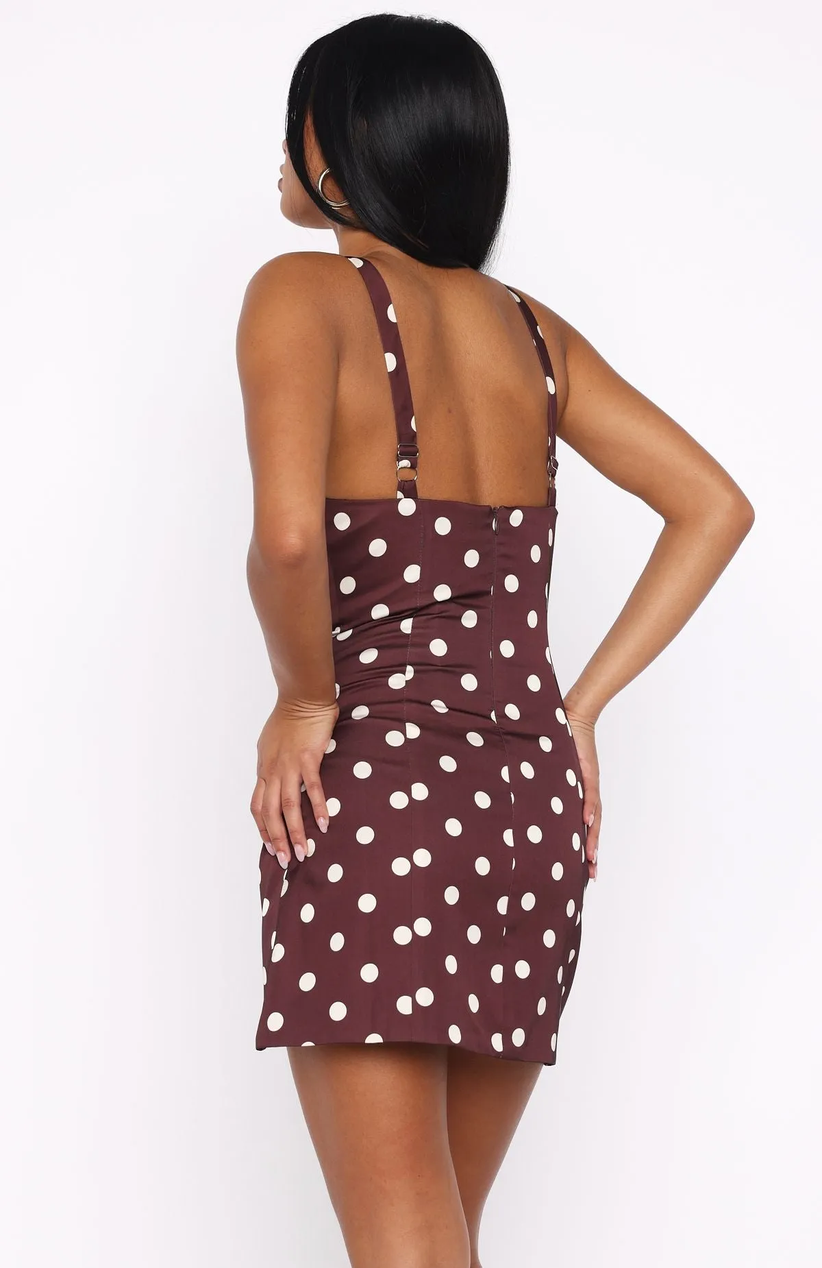Admire You Mini Dress Choc/Cream Polka Dot sold by White Fox Boutique product image thumbnail 4