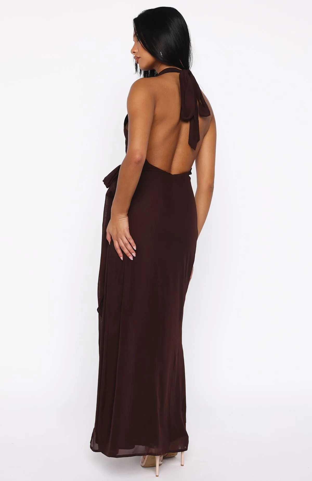 How I Feel Halter Maxi Dress Chocolate sold by White Fox Boutique product image thumbnail 5