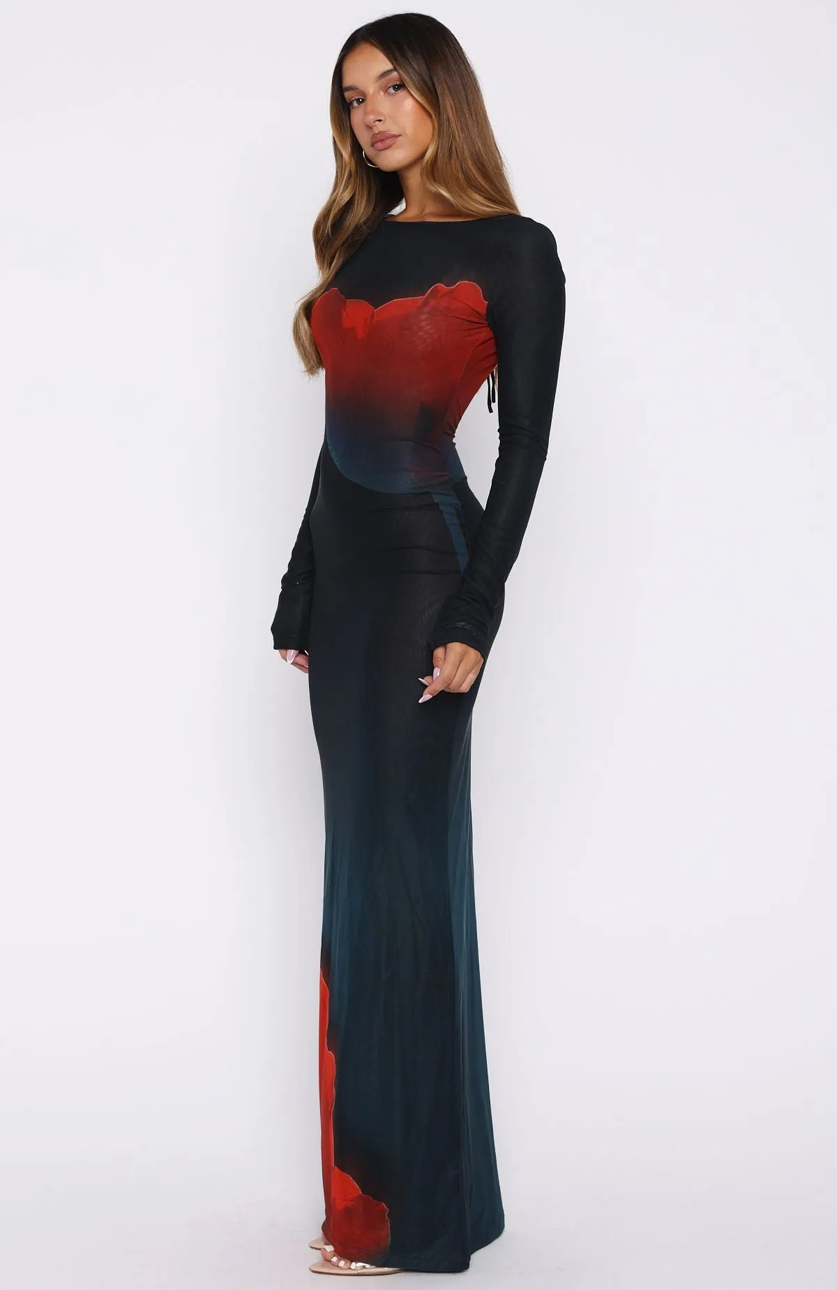 No Halo Long Sleeve Maxi Dress Midnight Scarlet sold by White Fox Boutique product image thumbnail 4