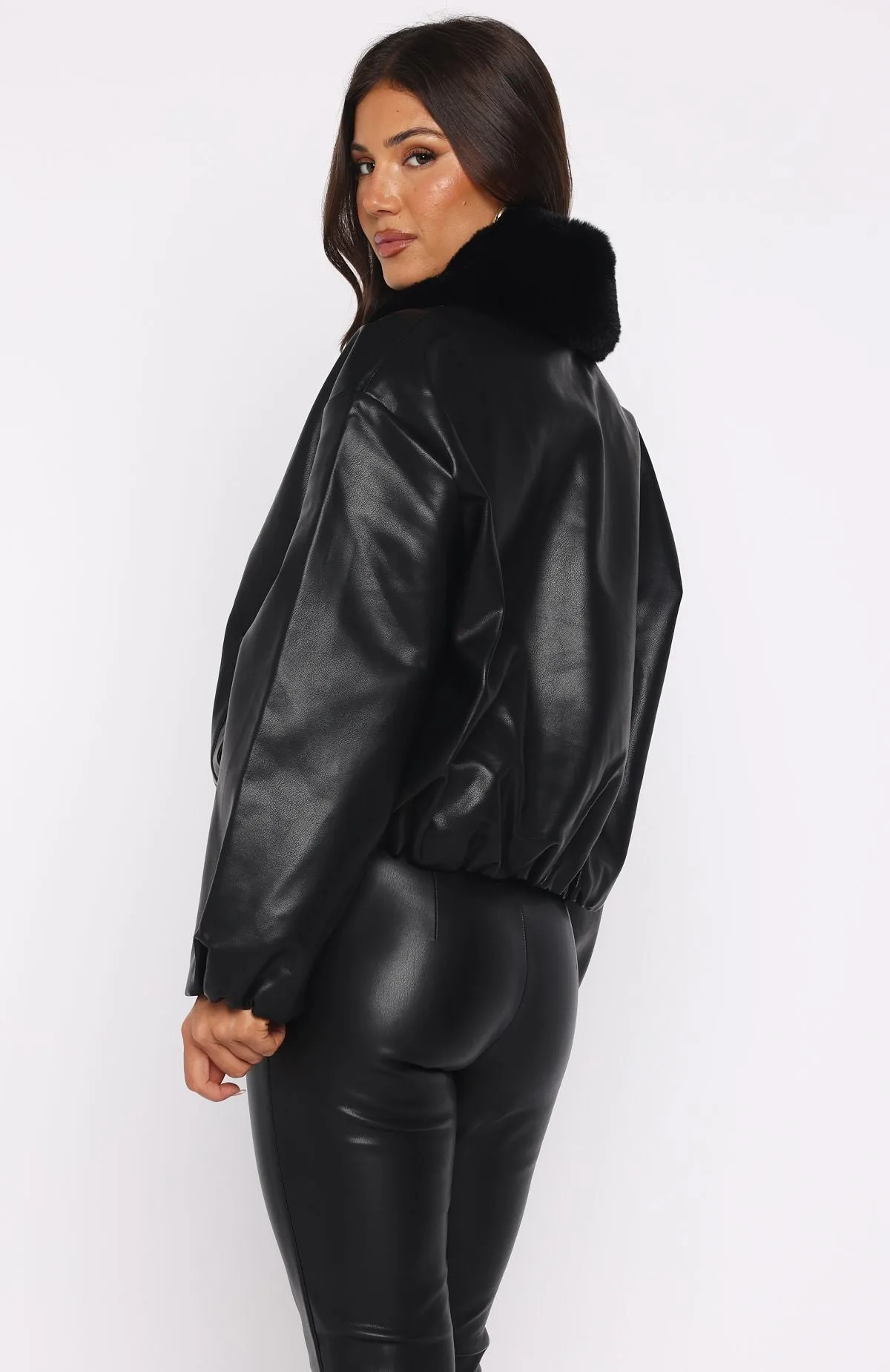 No Competition Pu Bomber Jacket Black sold by White Fox Boutique product image thumbnail 4