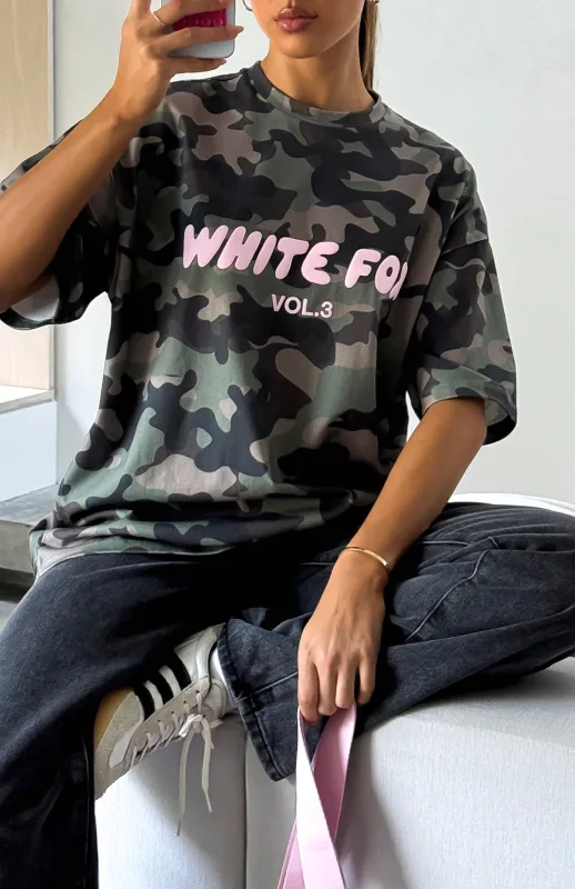 Offstage Printed Oversized Tee Washed Camo sold by White Fox Boutique