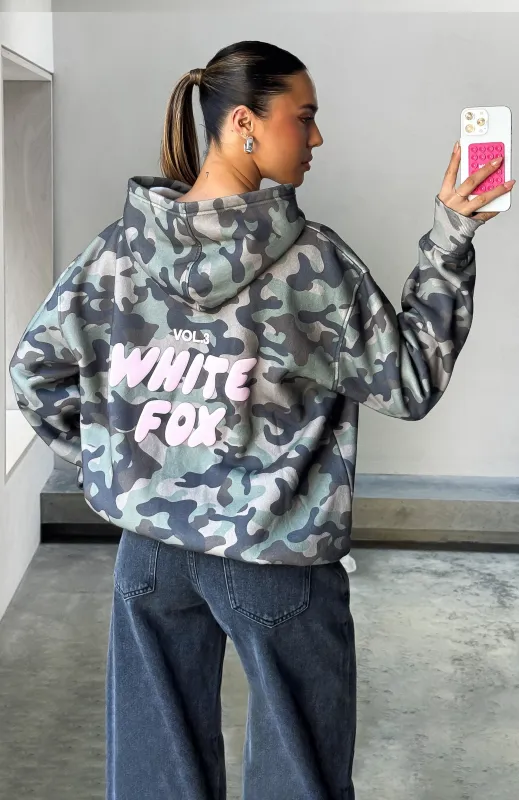 Offstage Printed Oversized Hoodie Washed Camo sold by White Fox Boutique