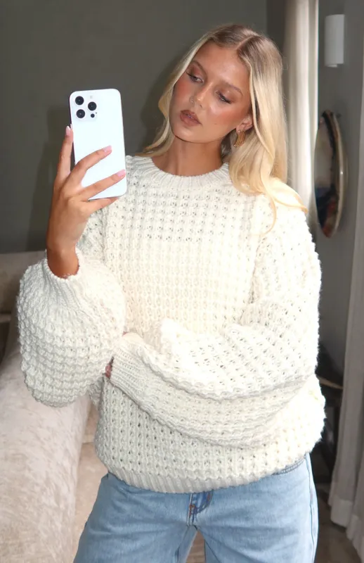 Pure Comfort Knit Sweater Cream sold by White Fox Boutique