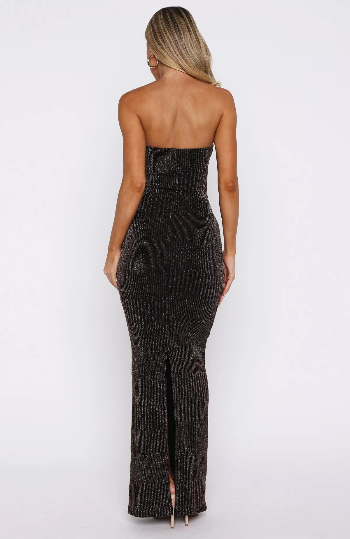 Glitter Hustle Strapless Maxi Dress Black sold by White Fox Boutique product image thumbnail 5