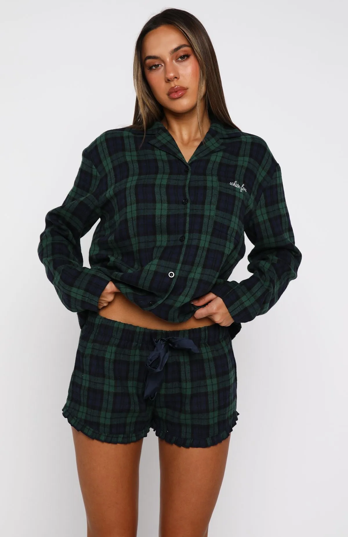 That Time Of Year Long Sleeve Pyjama Top Green/Navy sold by White Fox Boutique product image thumbnail 2