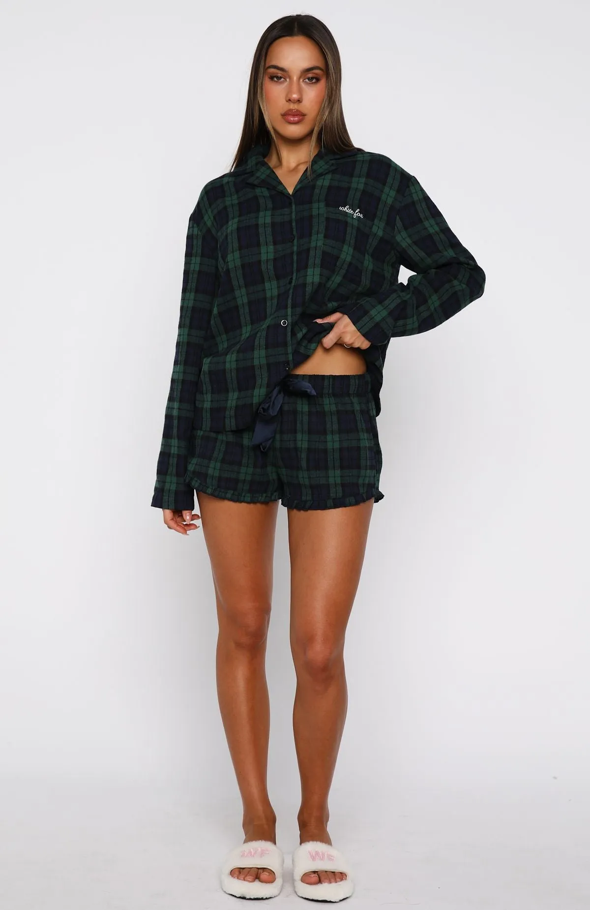 That Time Of Year Long Sleeve Pyjama Top Green/Navy sold by White Fox Boutique product image thumbnail 5