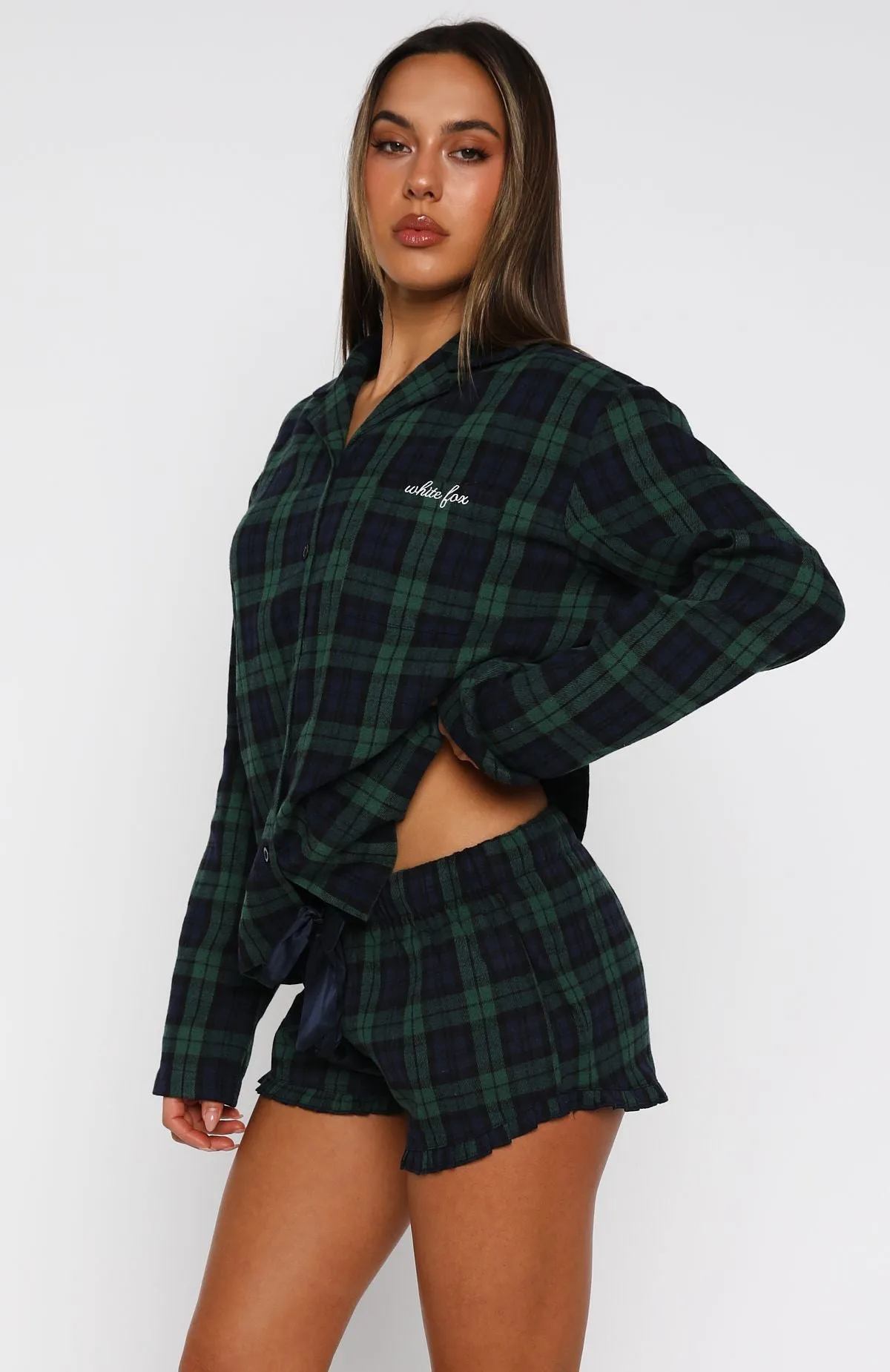 That Time Of Year Long Sleeve Pyjama Top Green/Navy sold by White Fox Boutique product image thumbnail 3