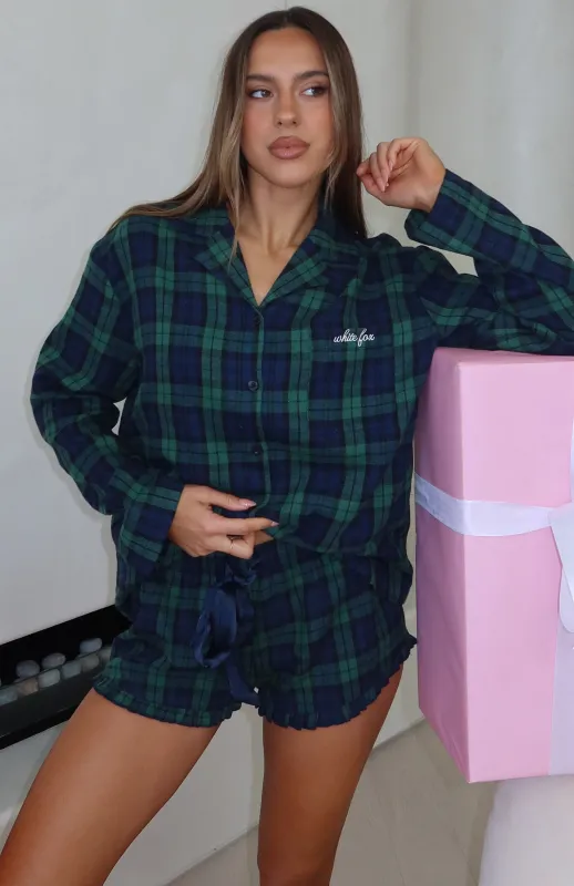 That Time Of Year Pyjama Shorts Green/Navy made by White Fox Boutique