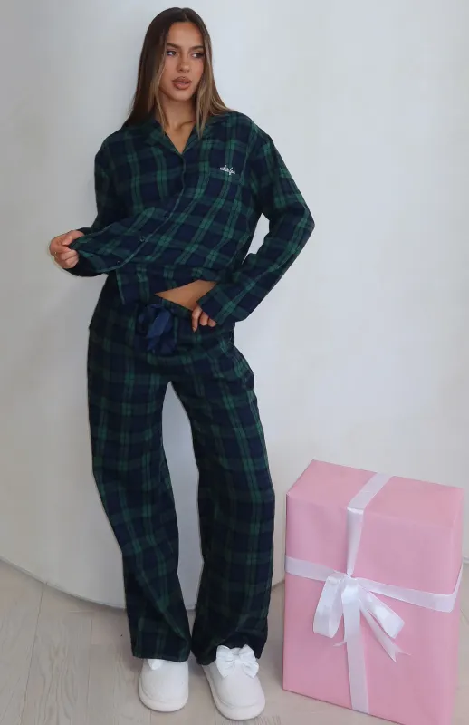 That Time Of Year Pyjama Pants Green/Navy made by White Fox Boutique