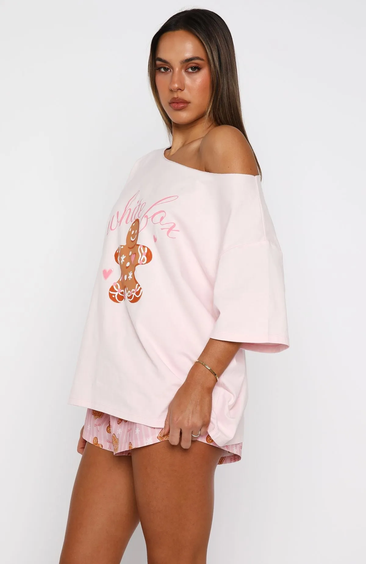 Sweetheart Pyjama Off Shoulder Tee Soft Pink sold by White Fox Boutique product image thumbnail 3