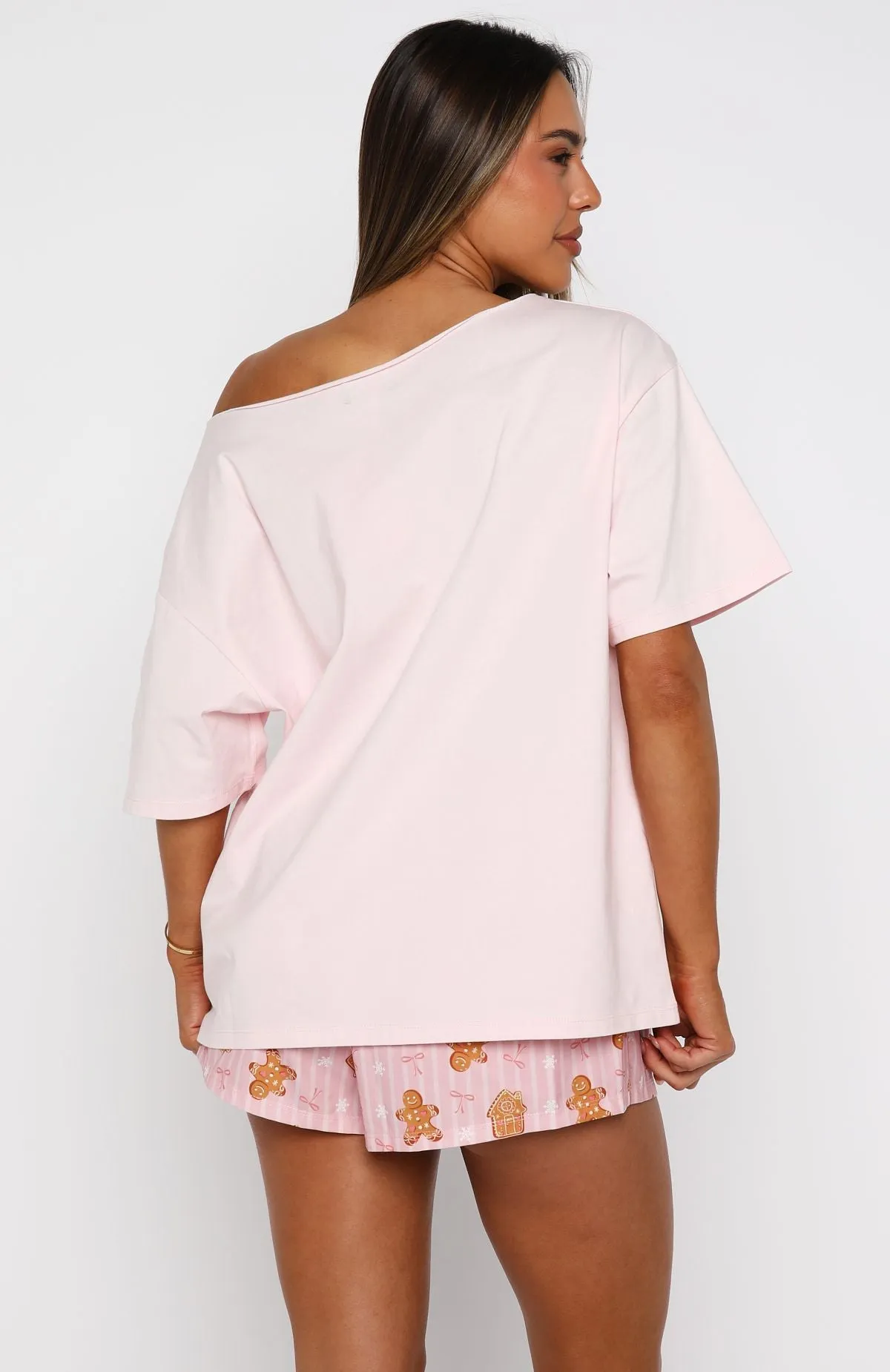Sweetheart Pyjama Off Shoulder Tee Soft Pink sold by White Fox Boutique product image thumbnail 4