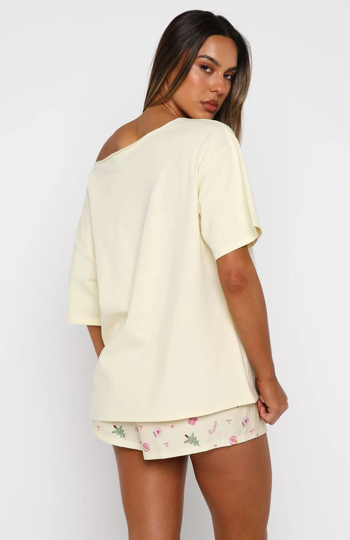 Sweetheart Pyjama Off Shoulder Tee Lemon sold by White Fox Boutique product image thumbnail 5