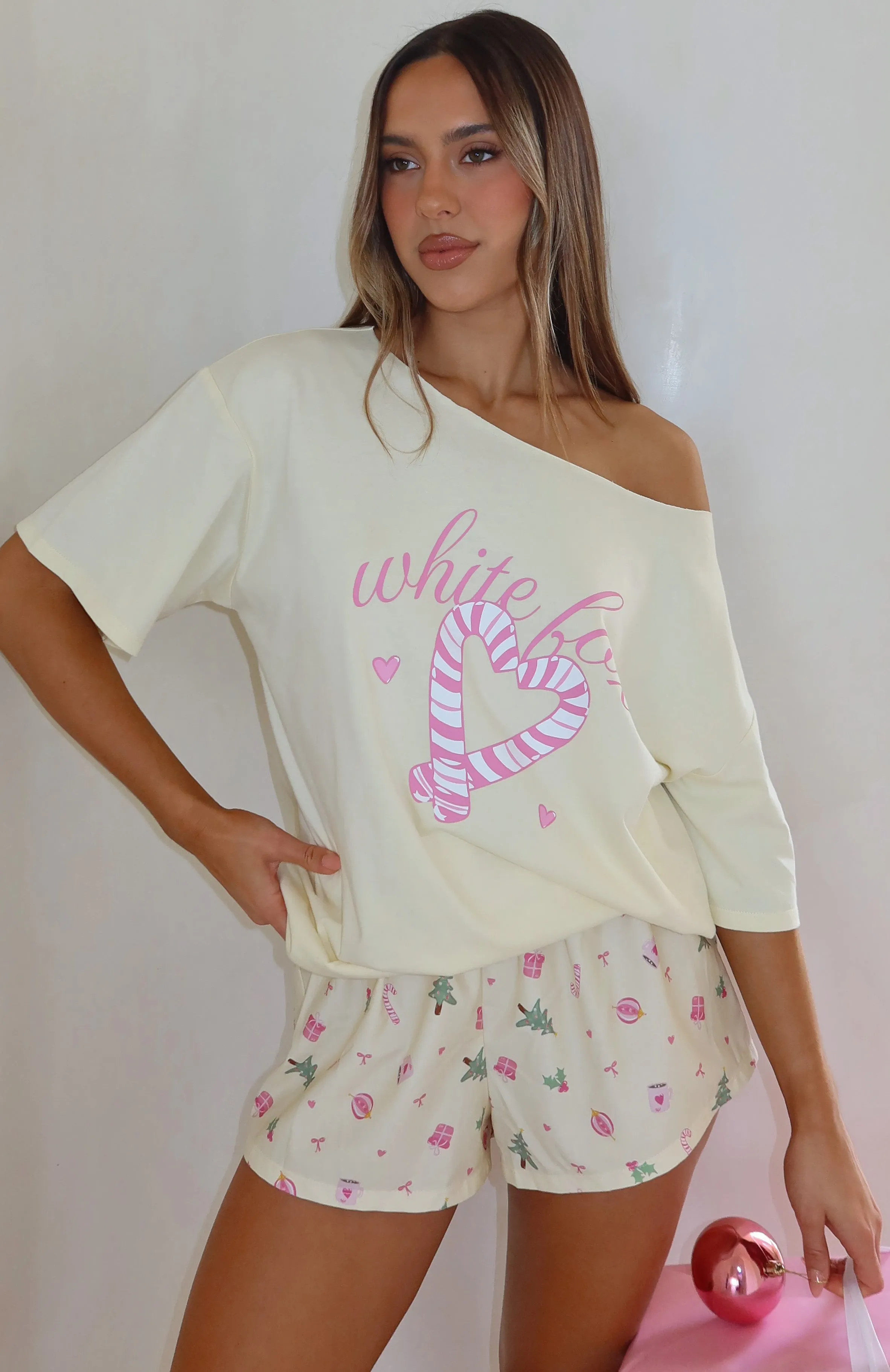 Sweetheart Pyjama Off Shoulder Tee Lemon sold by White Fox Boutique product image thumbnail 2
