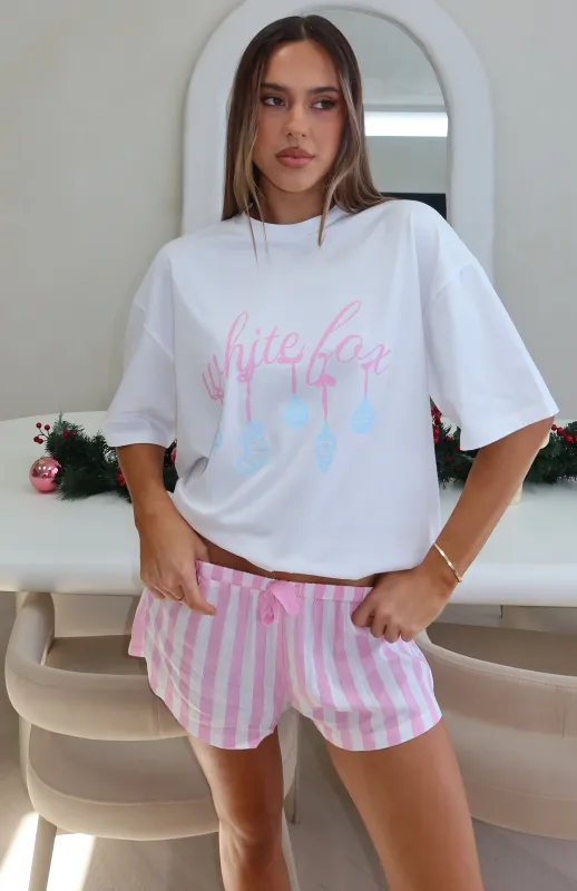 Silly Season Pyjama Shorts Pink/White Stripe sold by White Fox Boutique