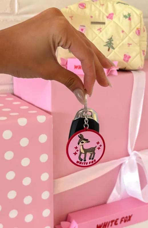 Reindeer Keychain Pink/Red sold by White Fox Boutique