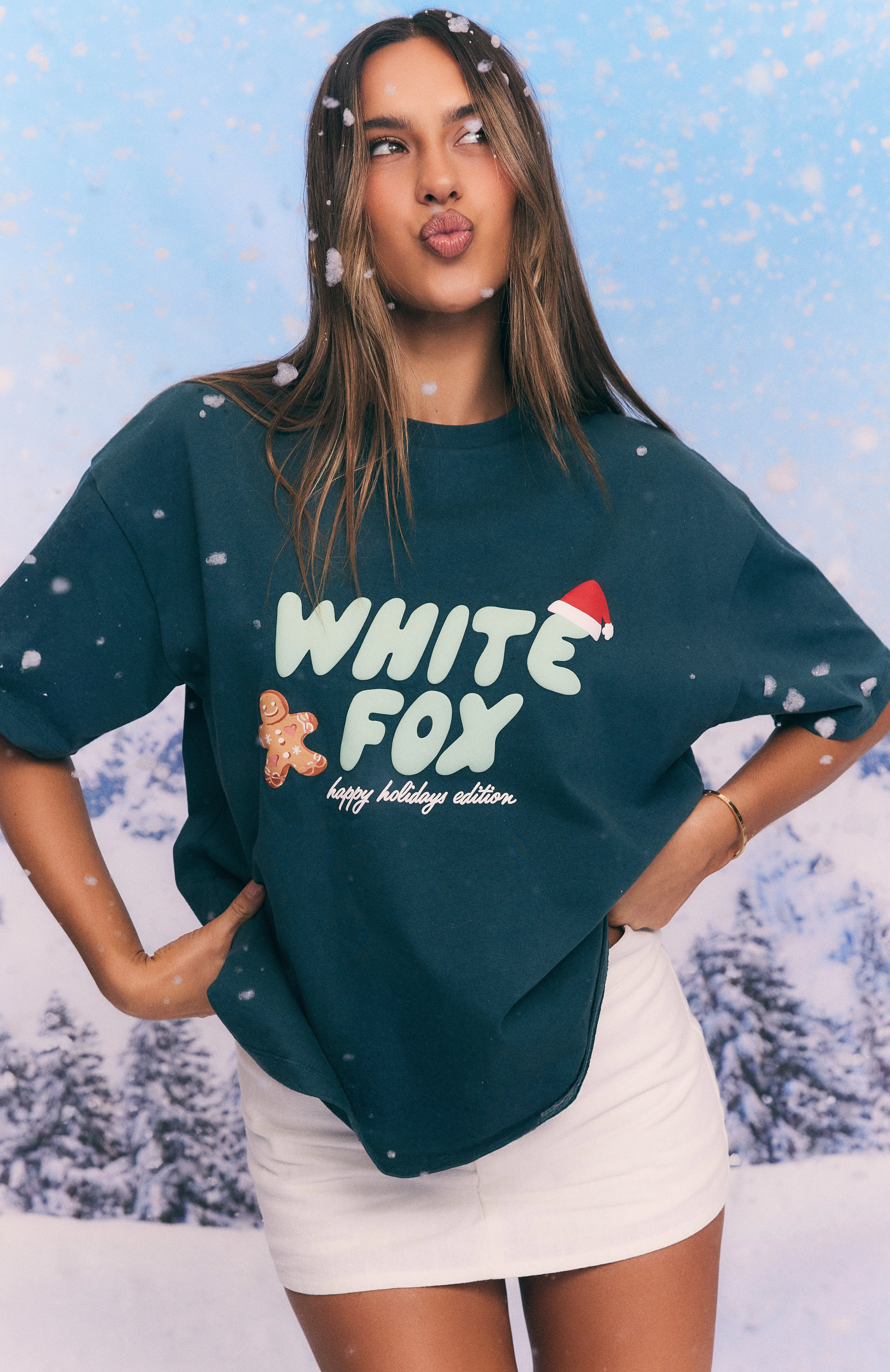 Holly Jolly Christmas Oversized Tee Pine sold by White Fox Boutique product image thumbnail 2
