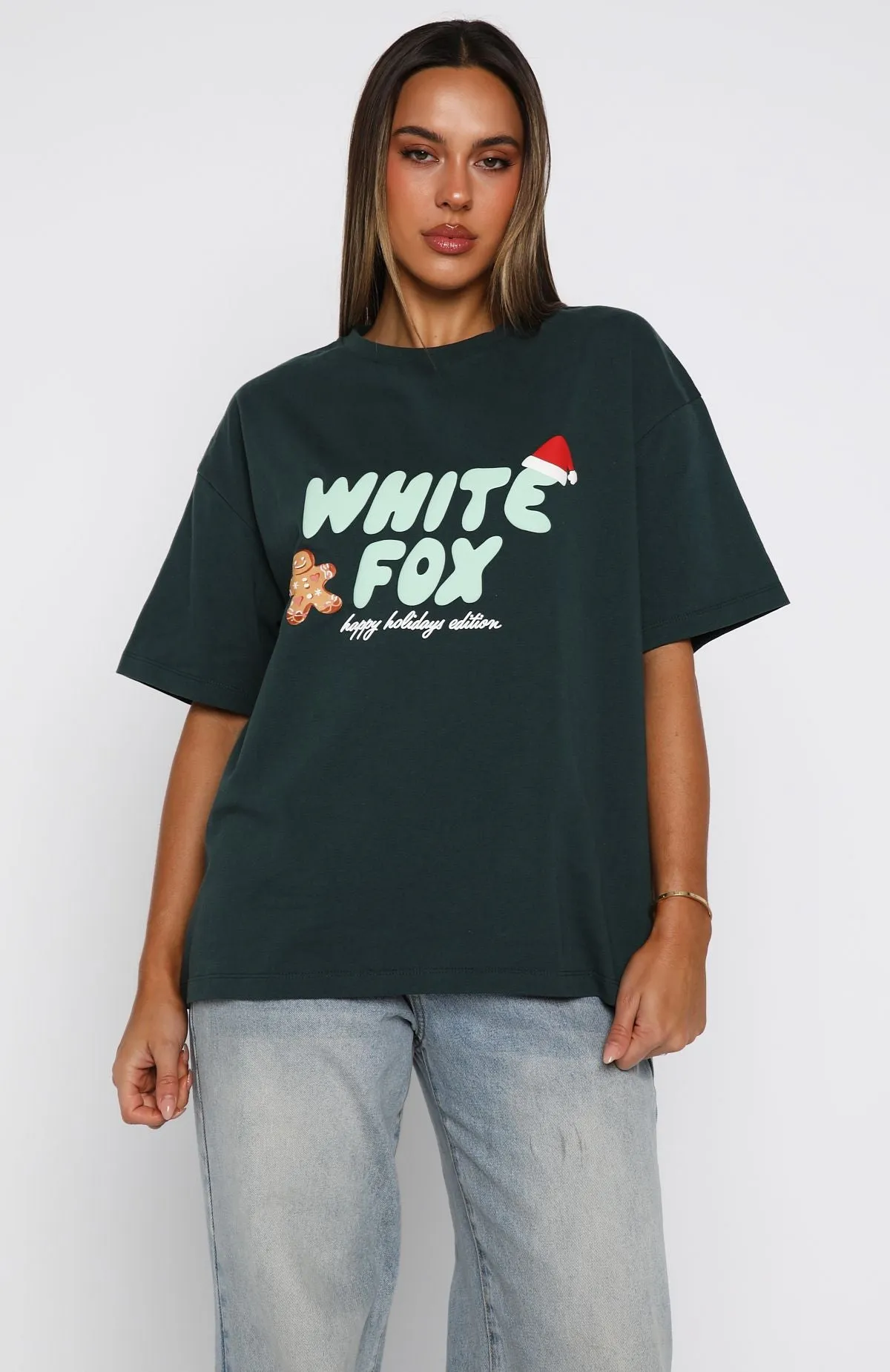 Holly Jolly Christmas Oversized Tee Pine sold by White Fox Boutique product image thumbnail 3