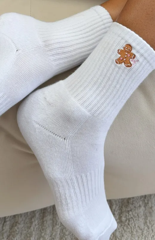 Gingerbread Socks White sold by White Fox Boutique