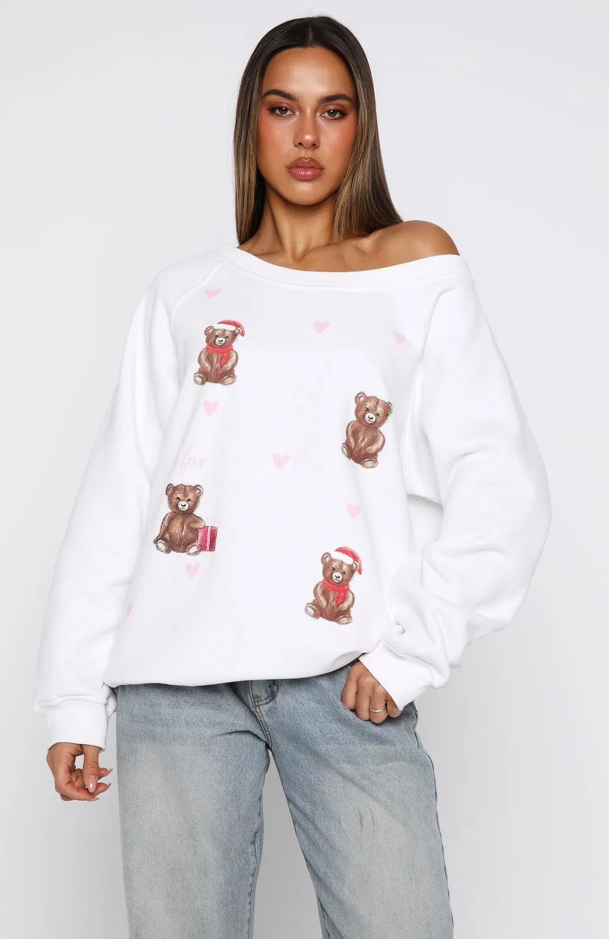 Cuddly Christmas Off Shoulder Sweater White sold by White Fox Boutique product image thumbnail 3