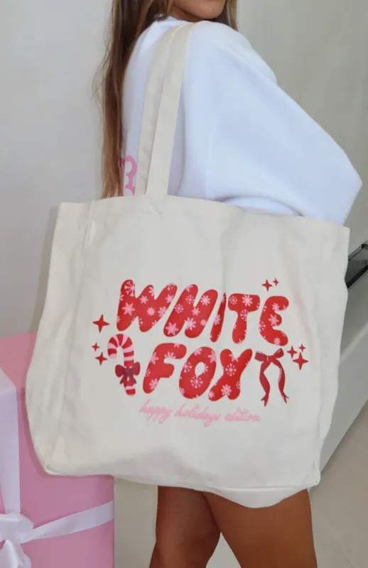 Christmas Feeling Tote Bag Cream sold by White Fox Boutique