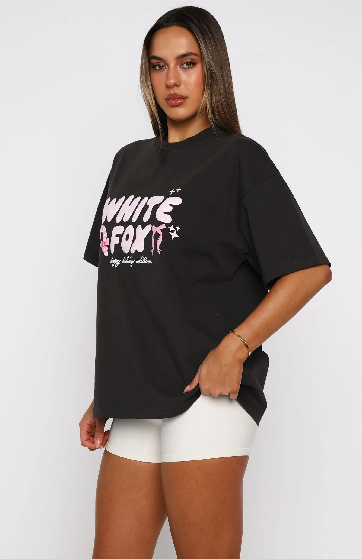 Christmas Feeling Oversized Tee Charcoal sold by White Fox Boutique product image thumbnail 4