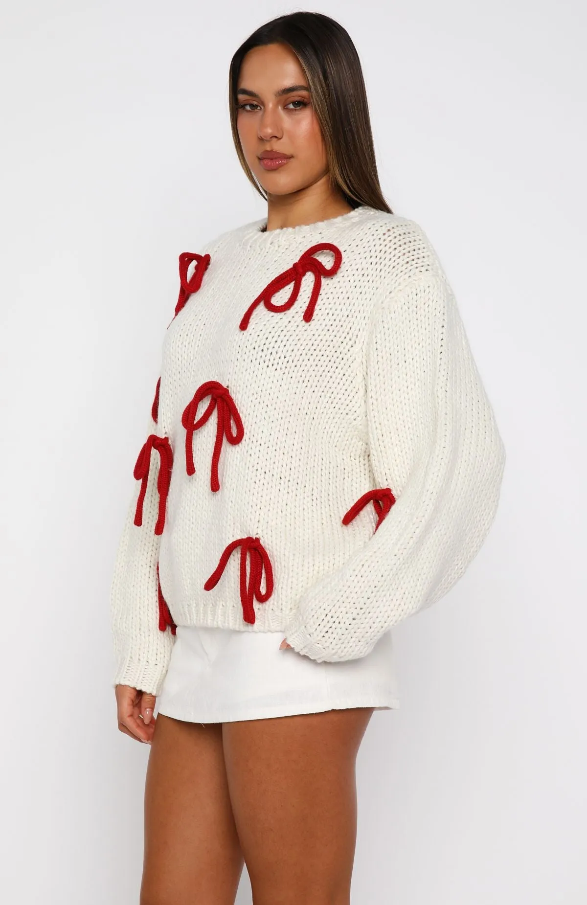 Candy Cane Crush Knit Sweater Cream sold by White Fox Boutique product image thumbnail 3