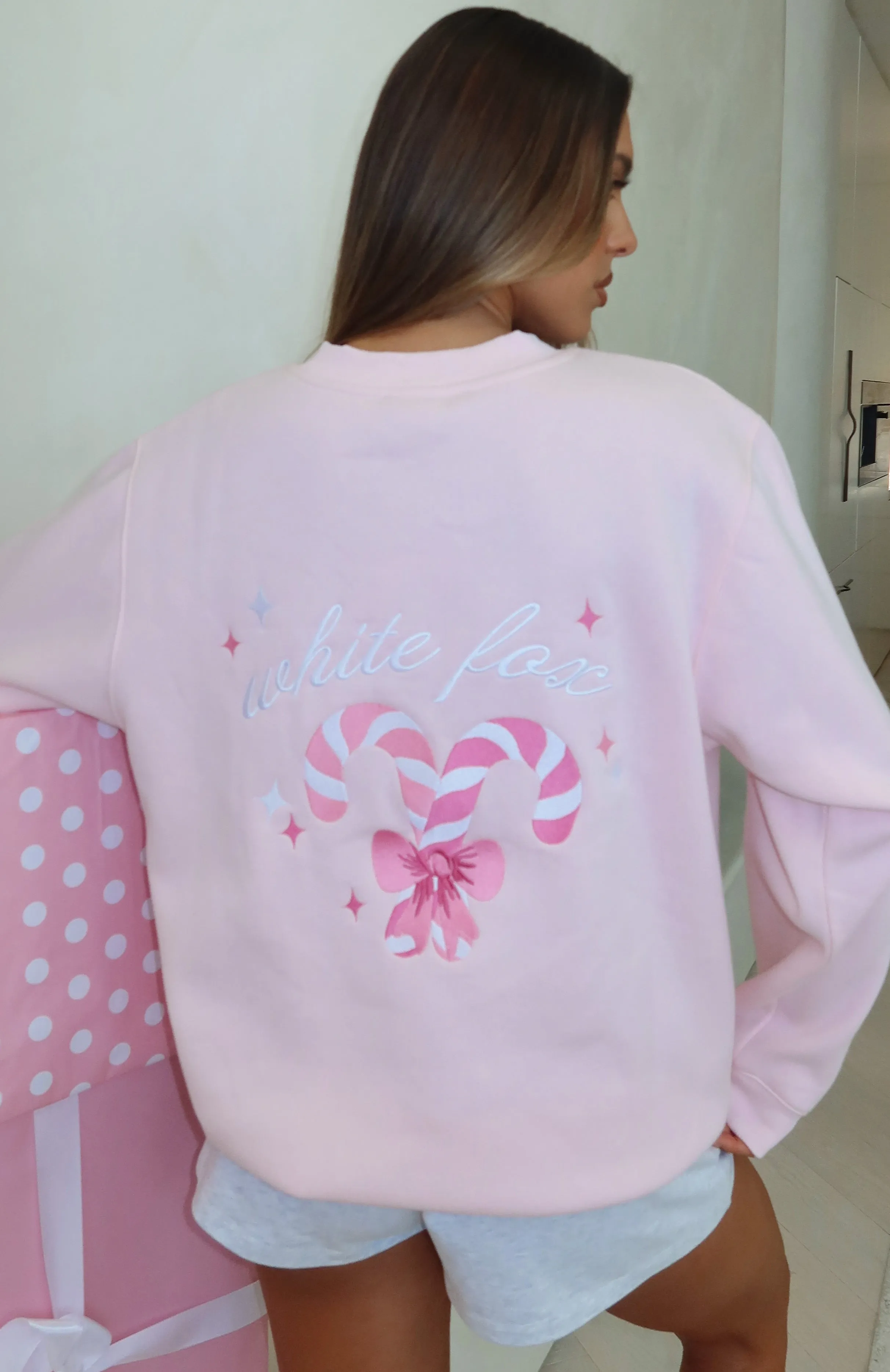 Candy Cane Christmas Oversized Sweater Cupcake sold by White Fox Boutique