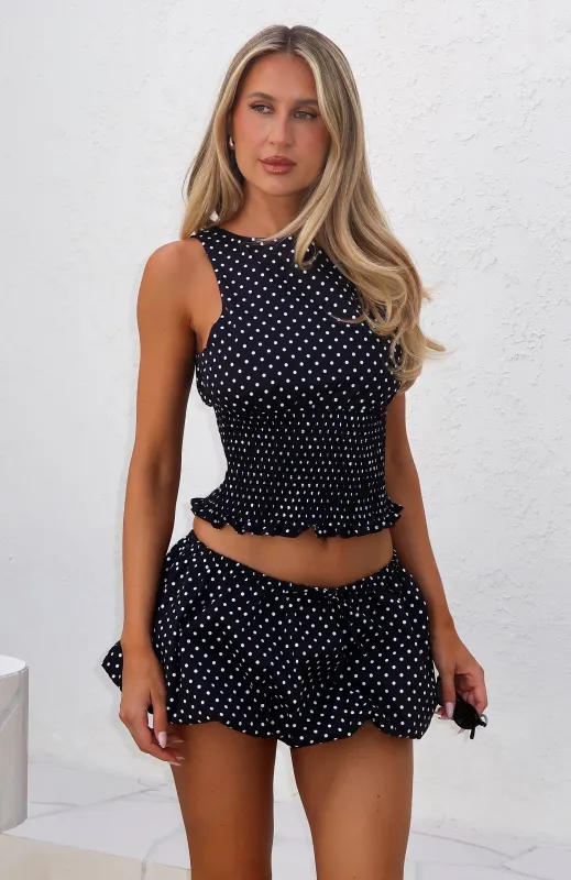 Runaway Heart Top Black/White Polka Dot sold by White Fox Boutique