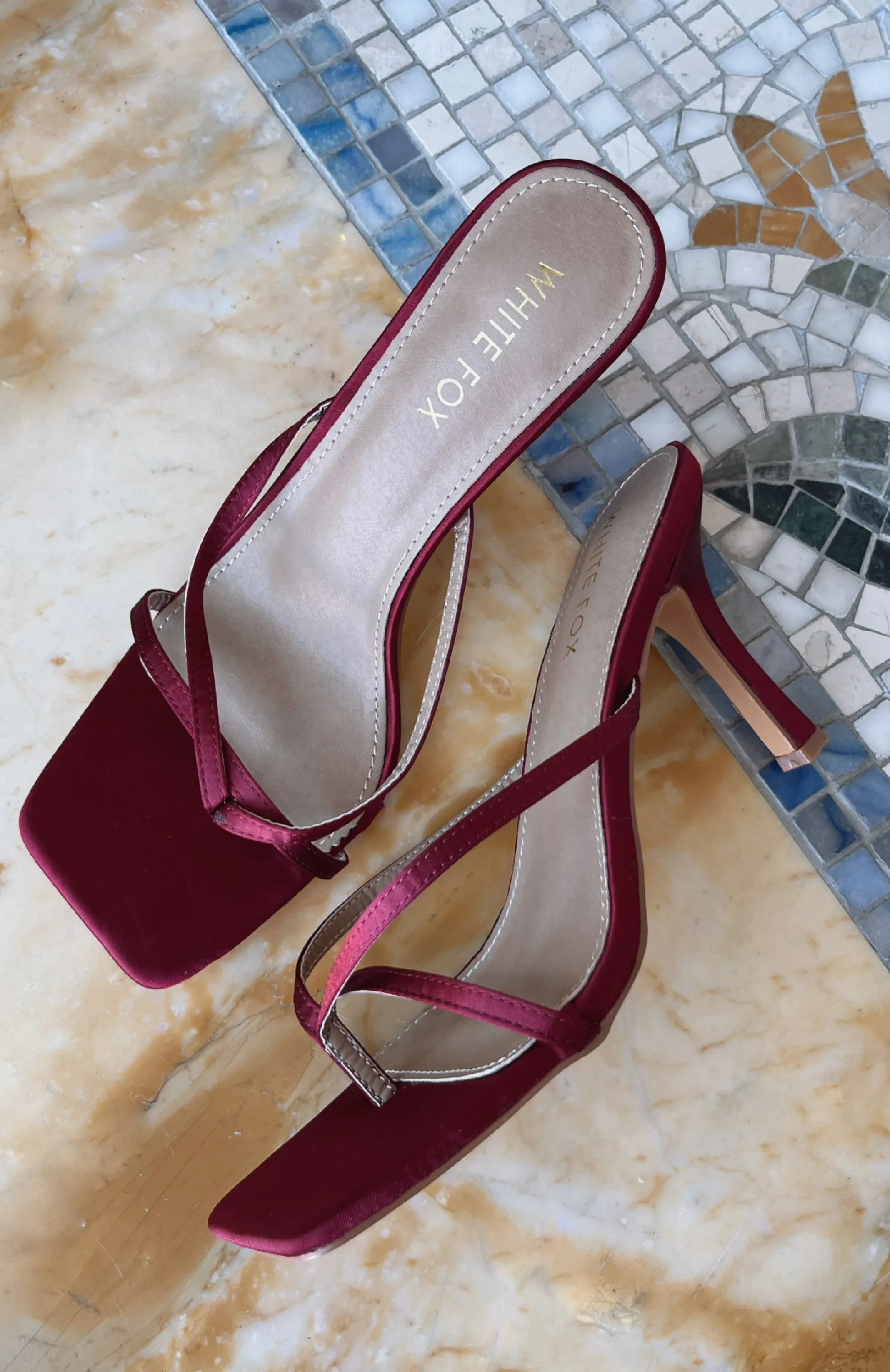 Julietta Heels Burgundy Satin sold by White Fox Boutique product image thumbnail 2