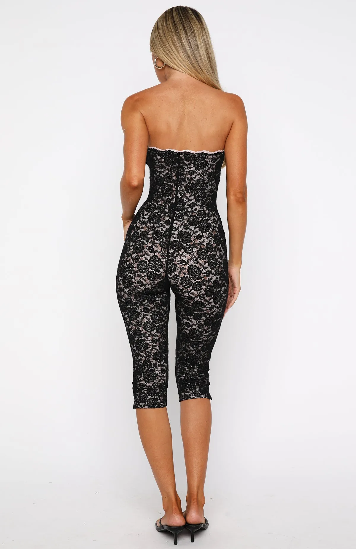 Holding My Soul Strapless Lace Jumpsuit Black sold by White Fox Boutique product image thumbnail 5