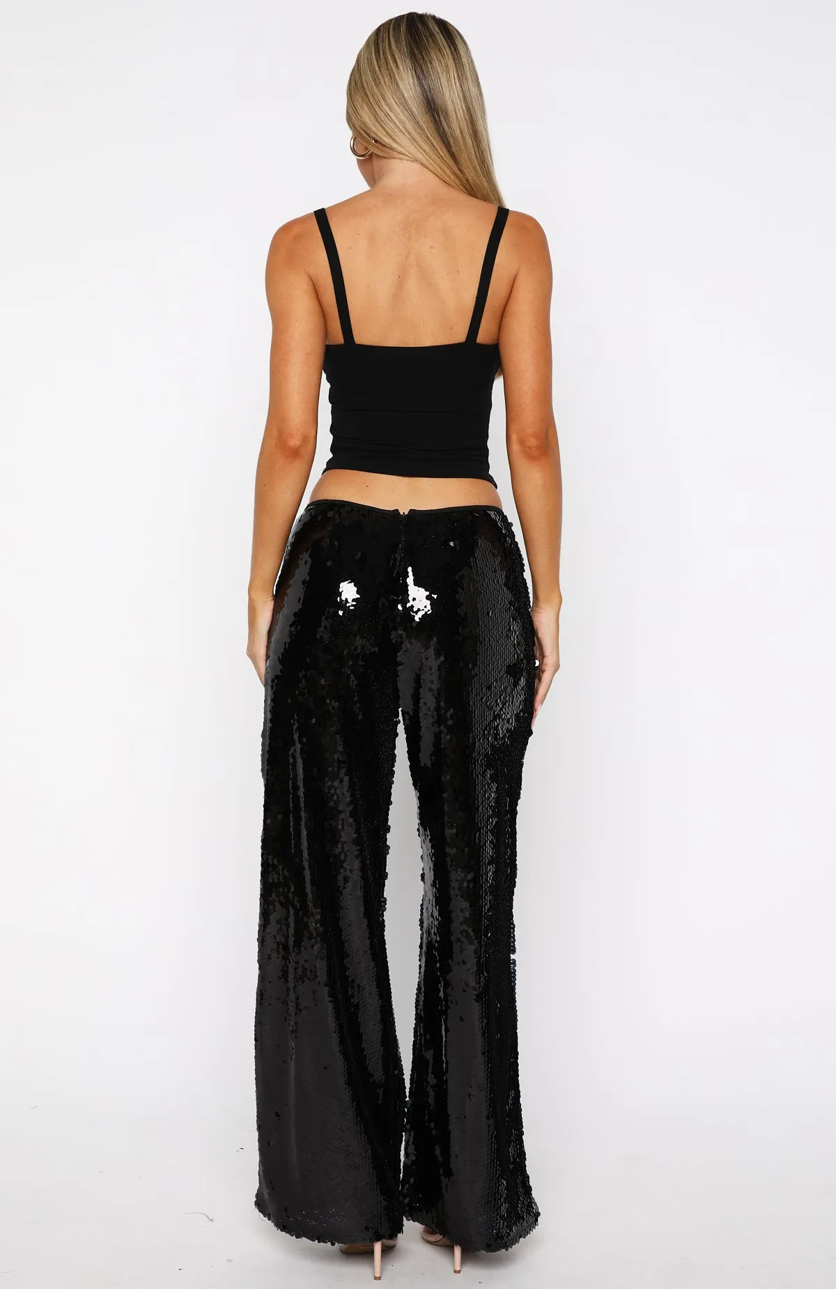 Caught Up In It Sequin Pants Black sold by White Fox Boutique product image thumbnail 4