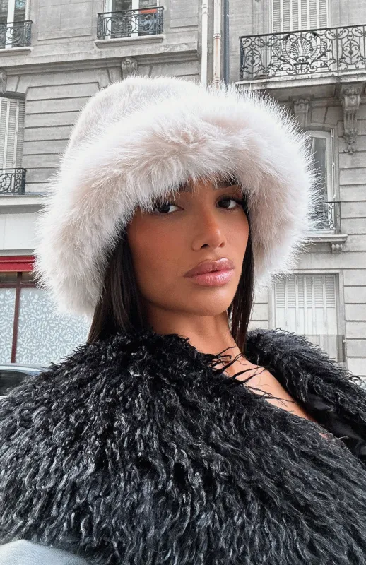 Trixie Faux Fur Hat Cream made by White Fox Boutique
