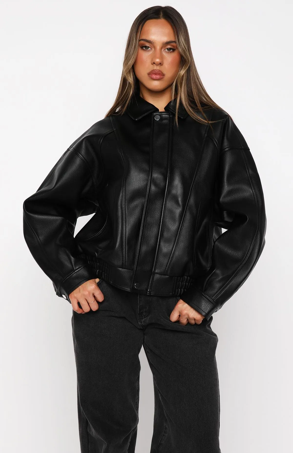 Retrograde PU Jacket Black sold by White Fox Boutique product image thumbnail 2