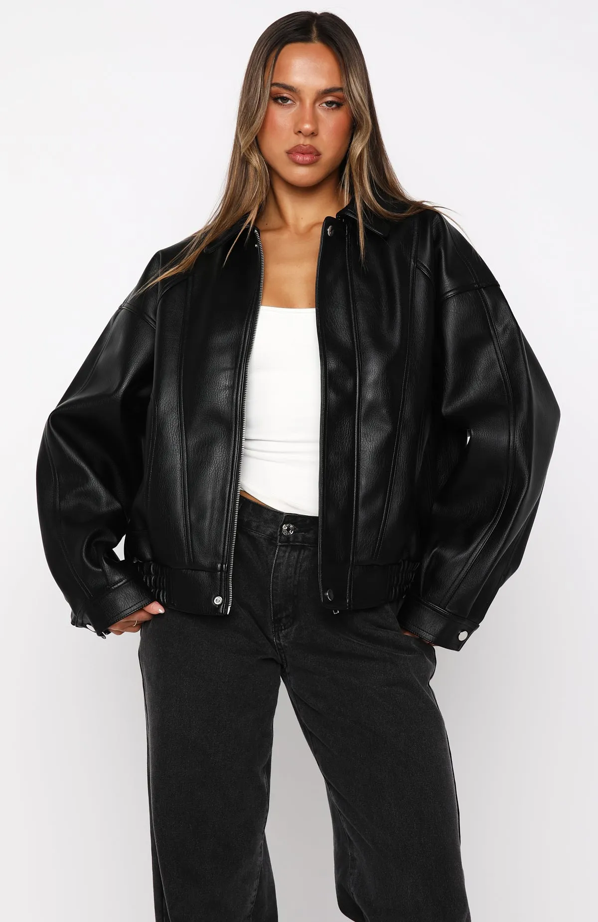 Retrograde PU Jacket Black sold by White Fox Boutique product image thumbnail 5