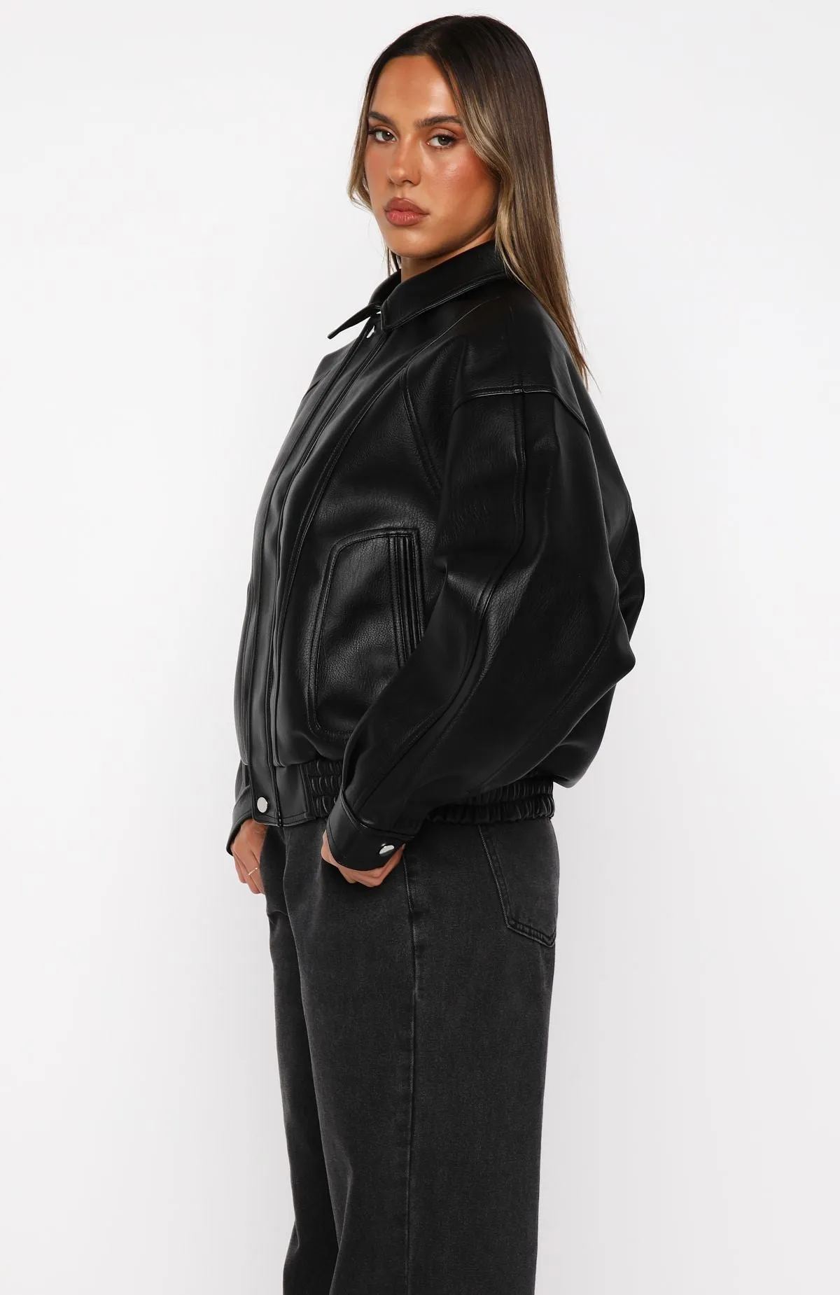 Retrograde PU Jacket Black sold by White Fox Boutique product image thumbnail 3