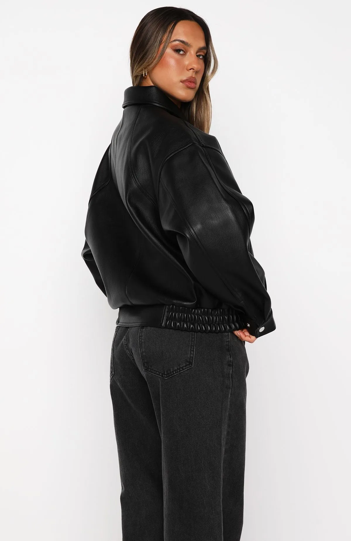 Retrograde PU Jacket Black sold by White Fox Boutique product image thumbnail 4