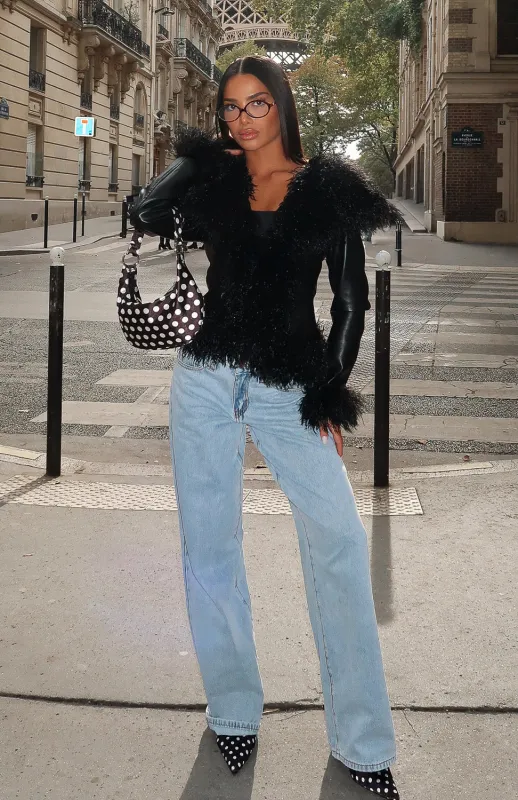 Level Playing Field PU Jacket Black sold by White Fox Boutique