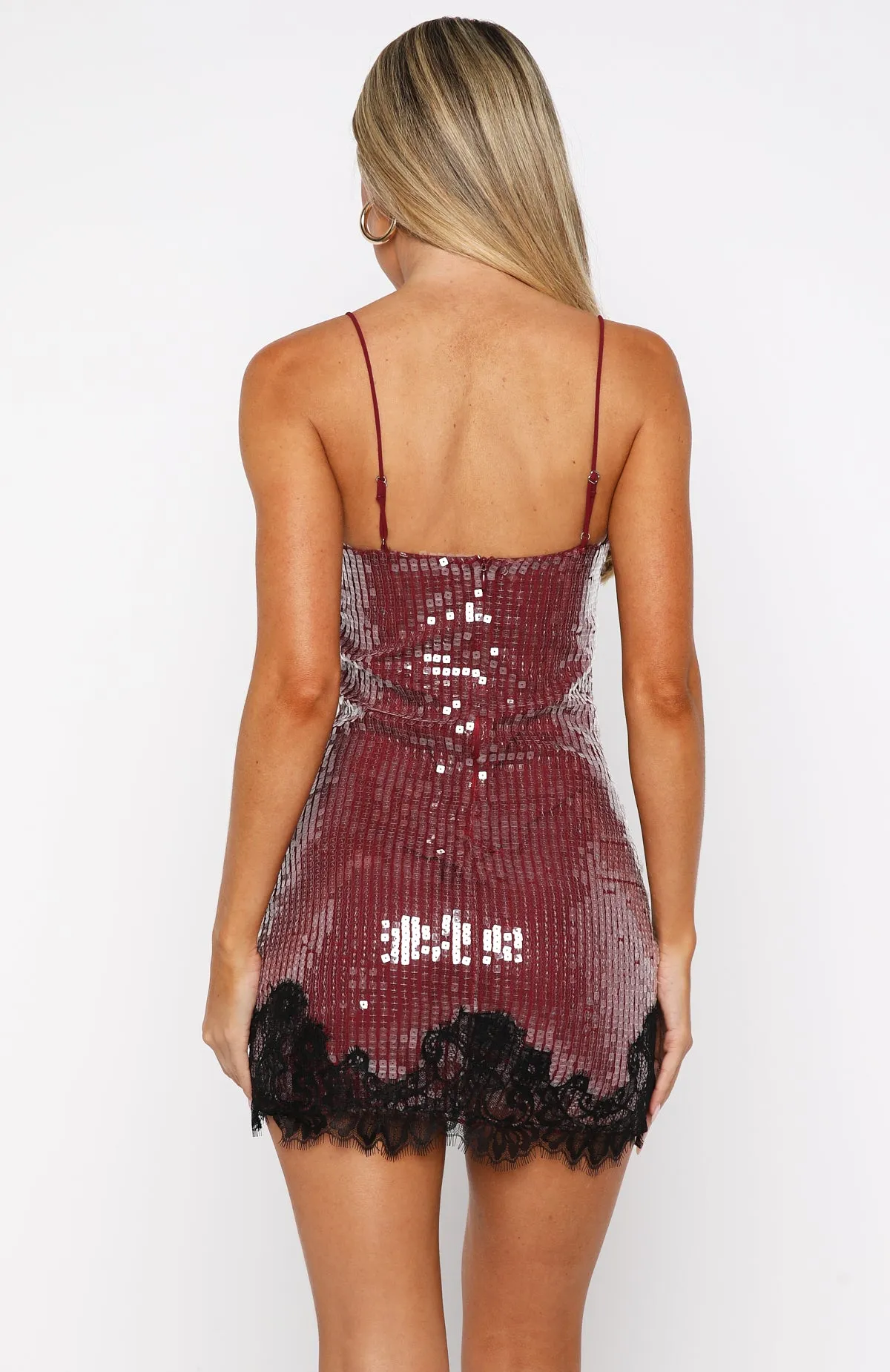 Taking It Easy Sequin Mini Dress Wine sold by White Fox Boutique product image thumbnail 5