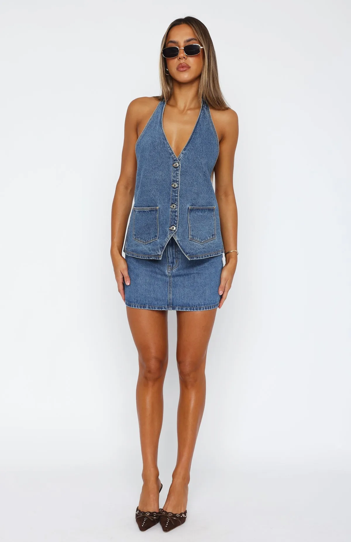 Holla At Me Mini Skirt Admiral Blue sold by White Fox Boutique product image thumbnail 5