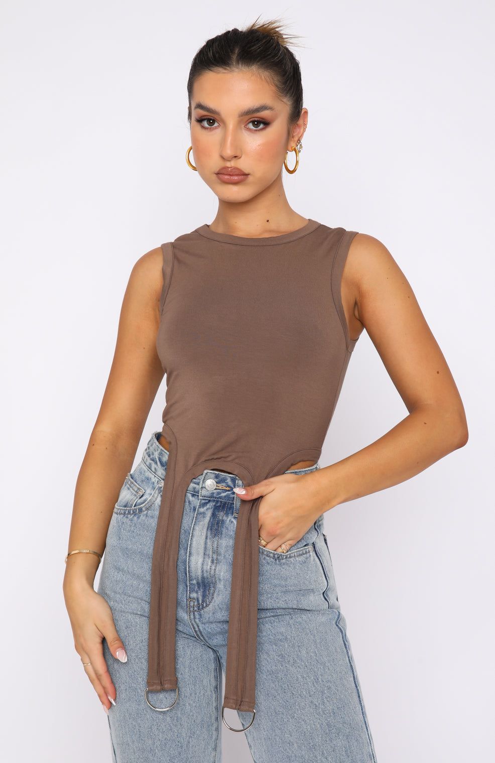 Watching Out For You Crop Mocha sold by White Fox Boutique product image thumbnail 2