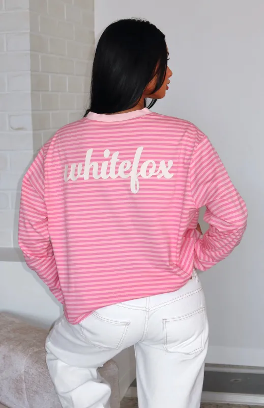Catch The Drift Long Sleeve Tee Dark Pink/Light Pink Stripe sold by White Fox Boutique