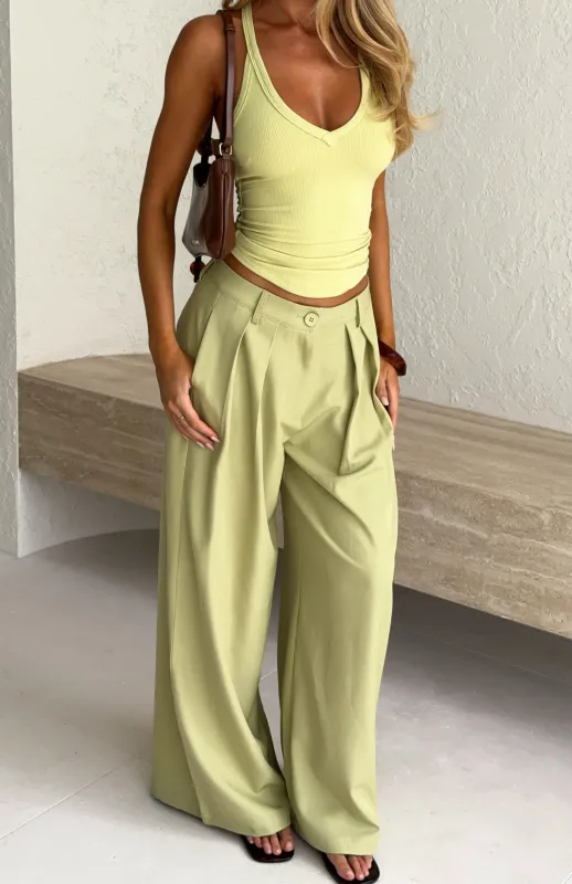 Figuring Out Feelings Pants Chartreuse sold by White Fox Boutique