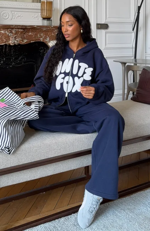 Club 14 Allie Boxy Zip Front Hoodie Navy made by White Fox Boutique