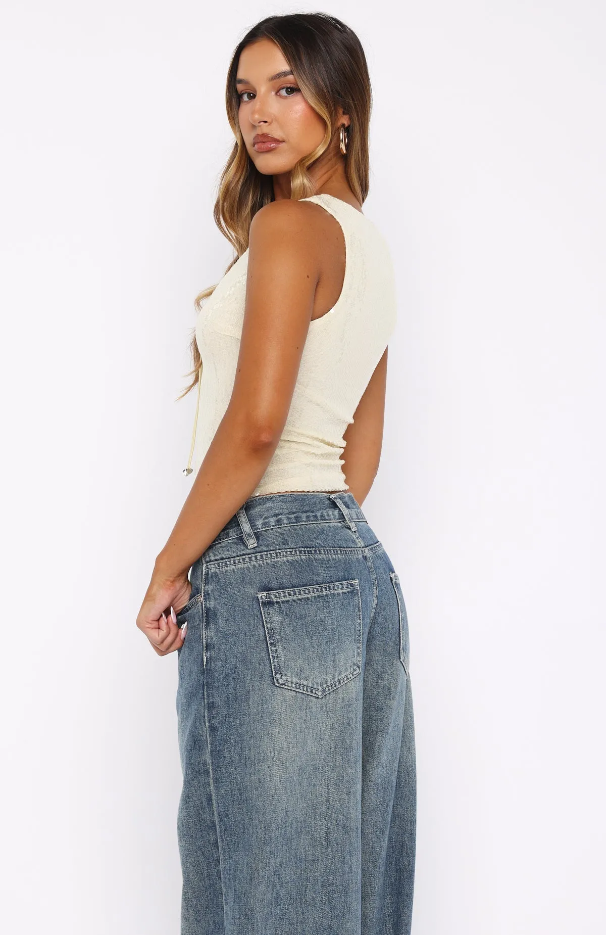 Nostalgic Nights Sequin Top Lemon sold by White Fox Boutique product image thumbnail 3